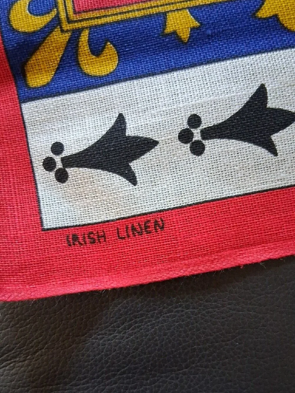 Irish Linen Tea Towel in Red, Blue & Gold